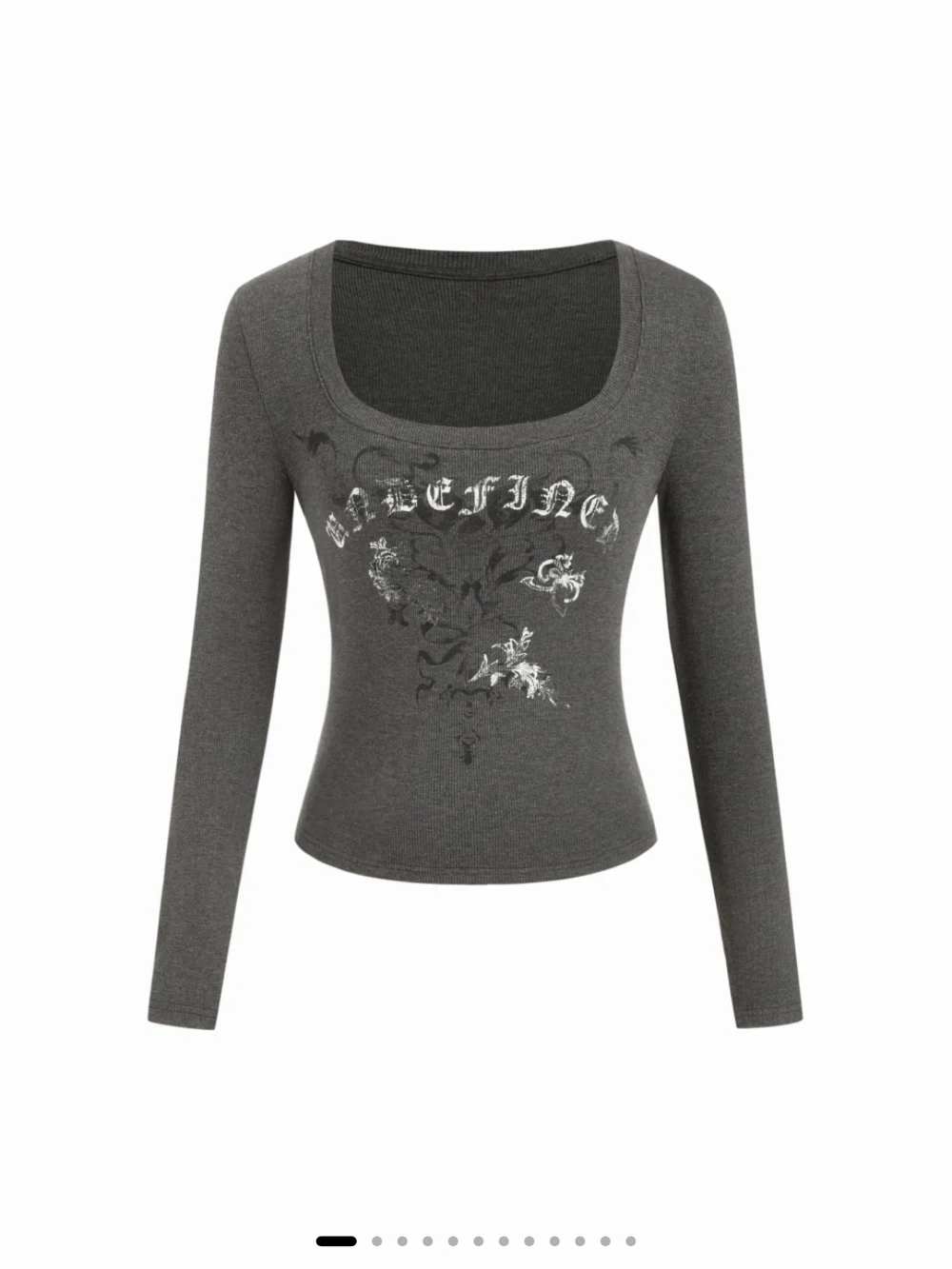 Cider Charcoal Scoop Neck Long-Sleeve Graphic Tee
